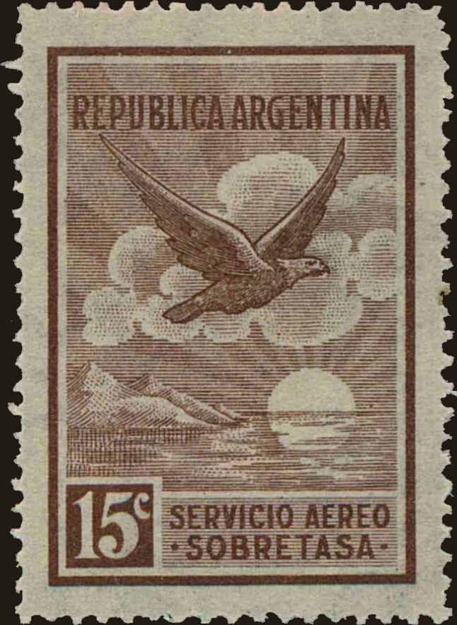 Front view of Argentina C3 collectors stamp