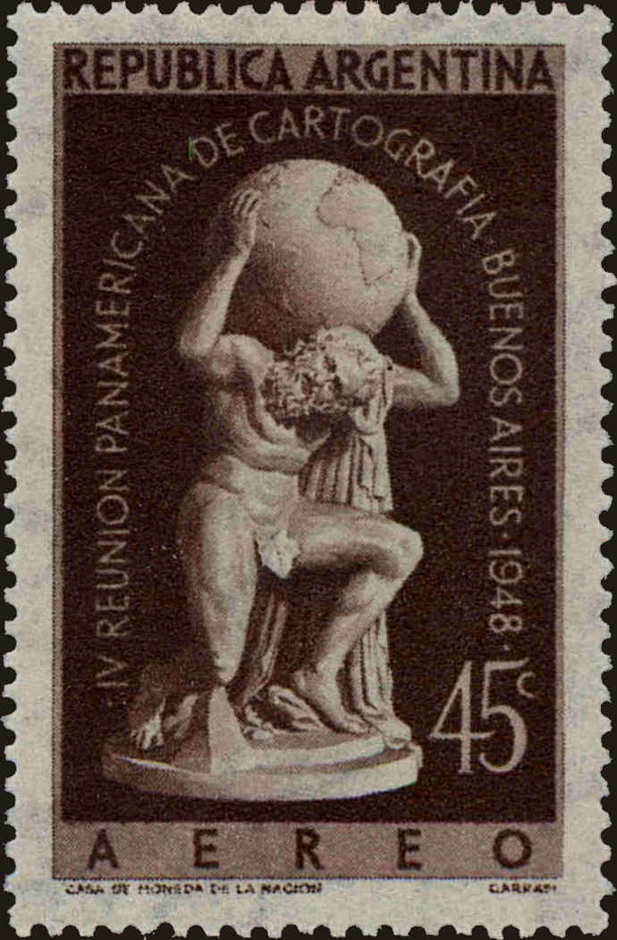 Front view of Argentina C55 collectors stamp