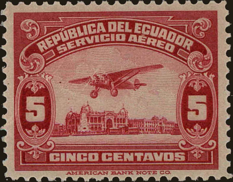 Front view of Ecuador C9 collectors stamp