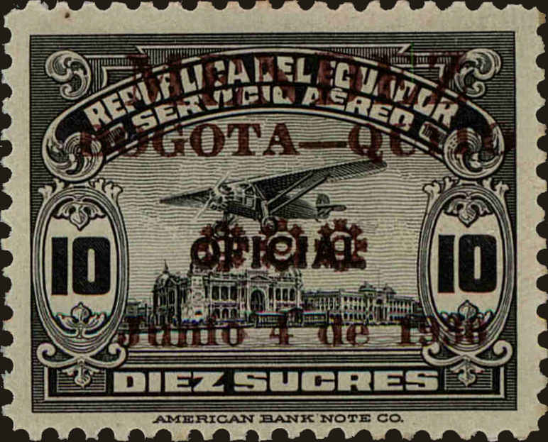 Front view of Ecuador C34 collectors stamp