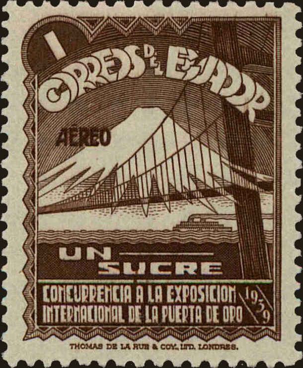 Front view of Ecuador C77 collectors stamp