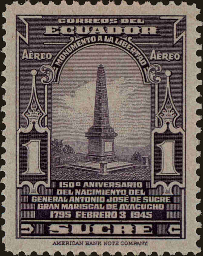 Front view of Ecuador C144 collectors stamp