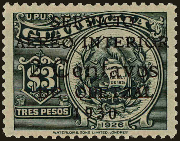 Front view of Guatemala C9 collectors stamp