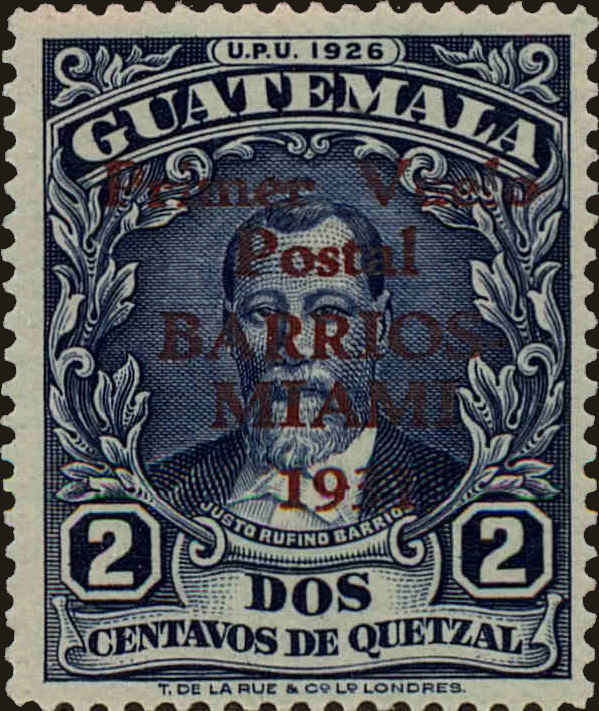 Front view of Guatemala C17 collectors stamp
