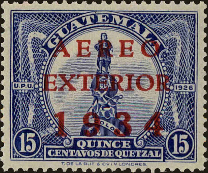 Front view of Guatemala C27 collectors stamp