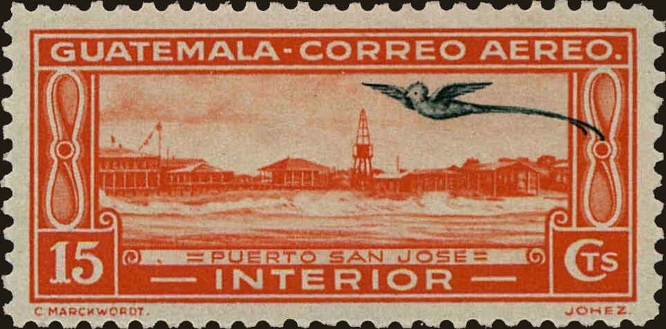 Front view of Guatemala C39 collectors stamp