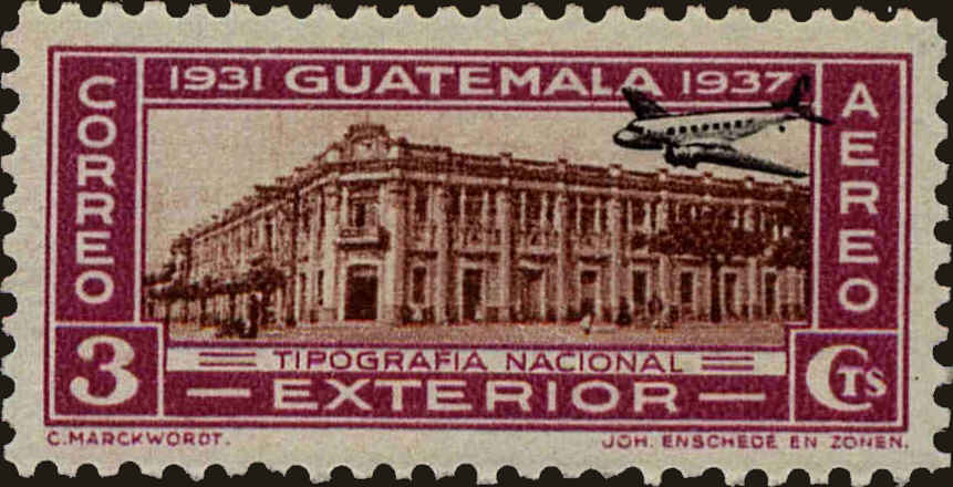 Front view of Guatemala C82 collectors stamp