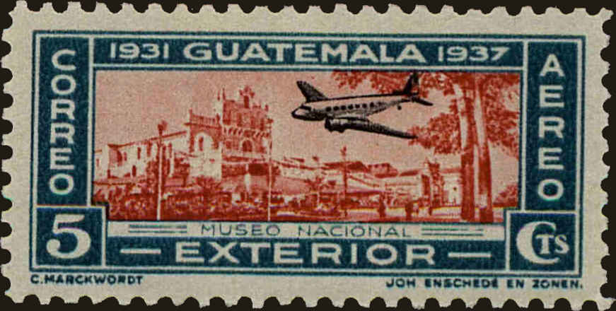 Front view of Guatemala C83 collectors stamp