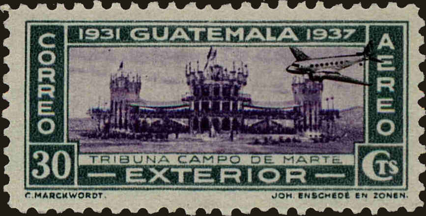 Front view of Guatemala C88 collectors stamp