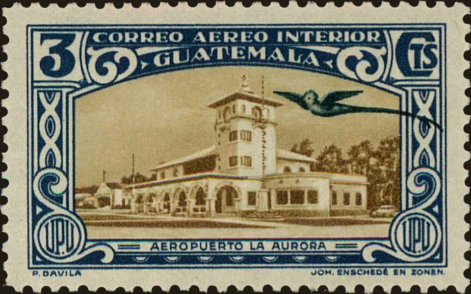 Front view of Guatemala C102 collectors stamp
