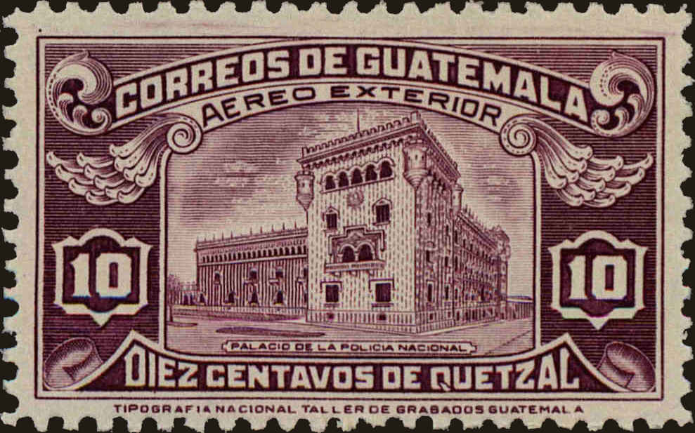 Front view of Guatemala C127 collectors stamp