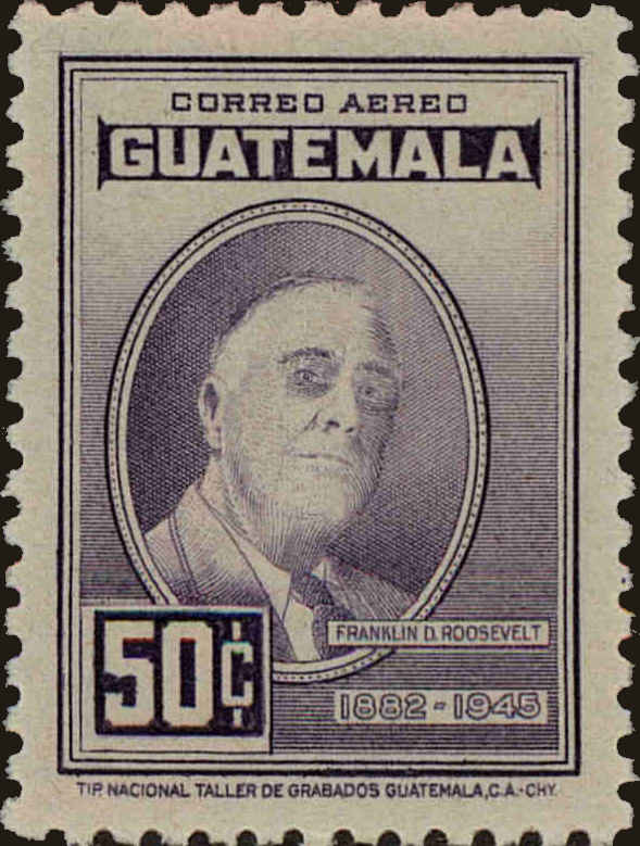 Front view of Guatemala C155 collectors stamp
