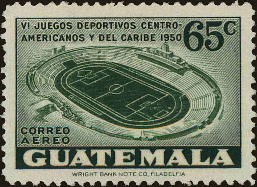 Front view of Guatemala C176 collectors stamp