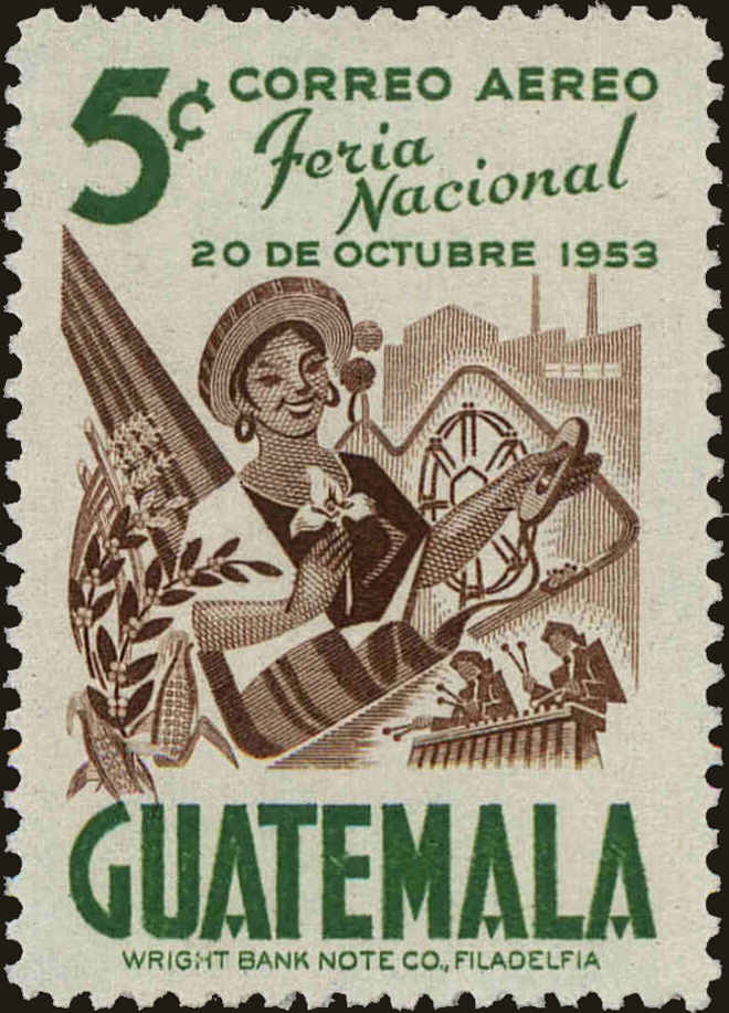 Front view of Guatemala C190 collectors stamp
