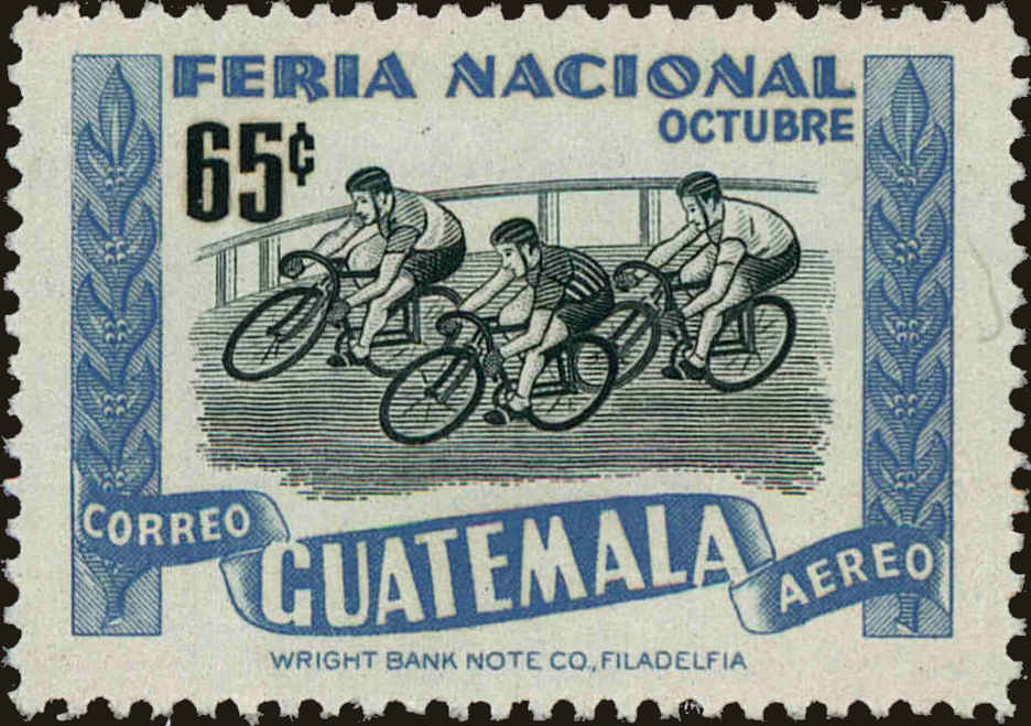 Front view of Guatemala C195 collectors stamp