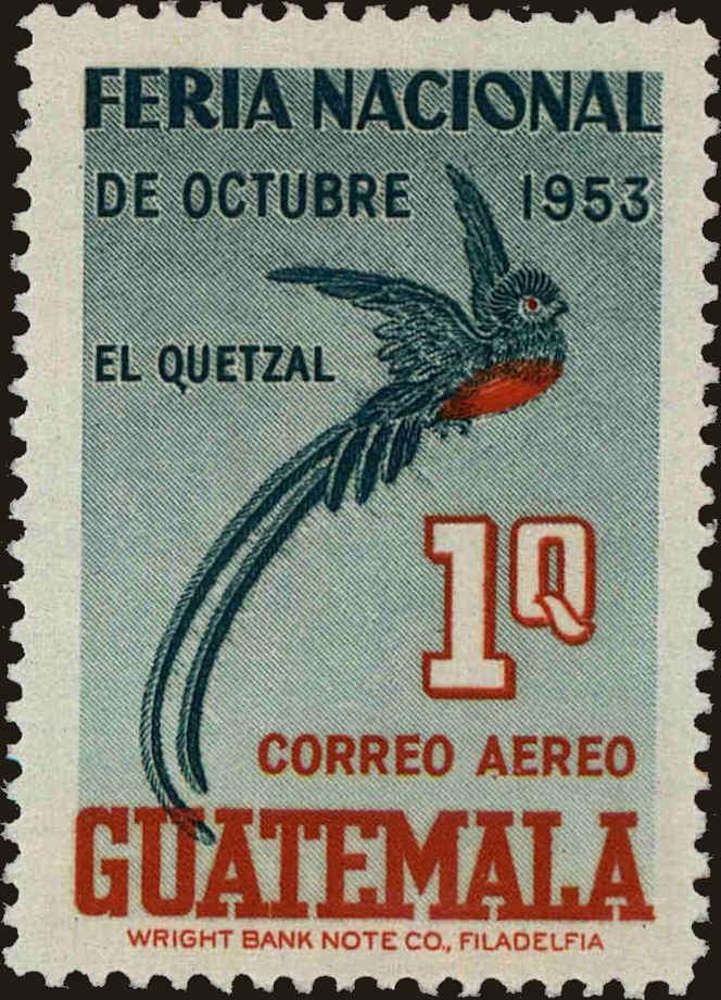 Front view of Guatemala C196 collectors stamp