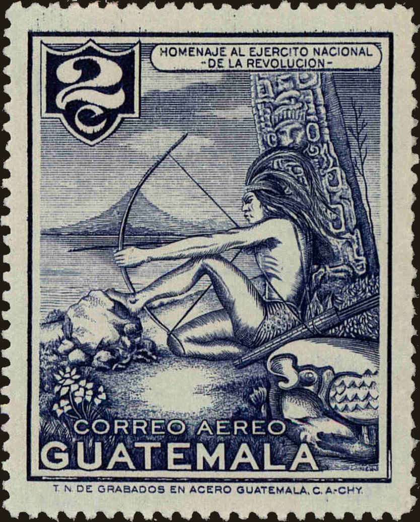 Front view of Guatemala C198 collectors stamp