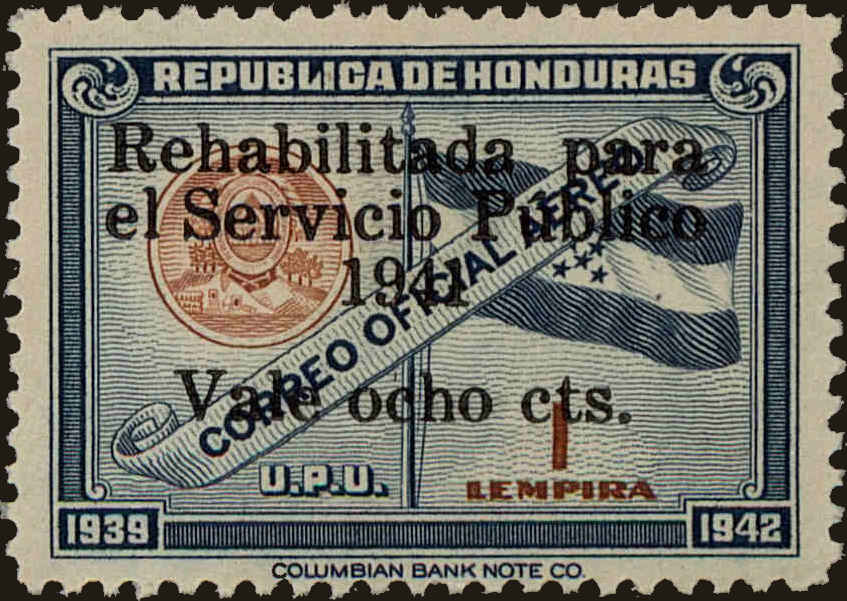 Front view of Honduras C116 collectors stamp