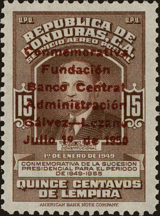 Front view of Honduras C192 collectors stamp