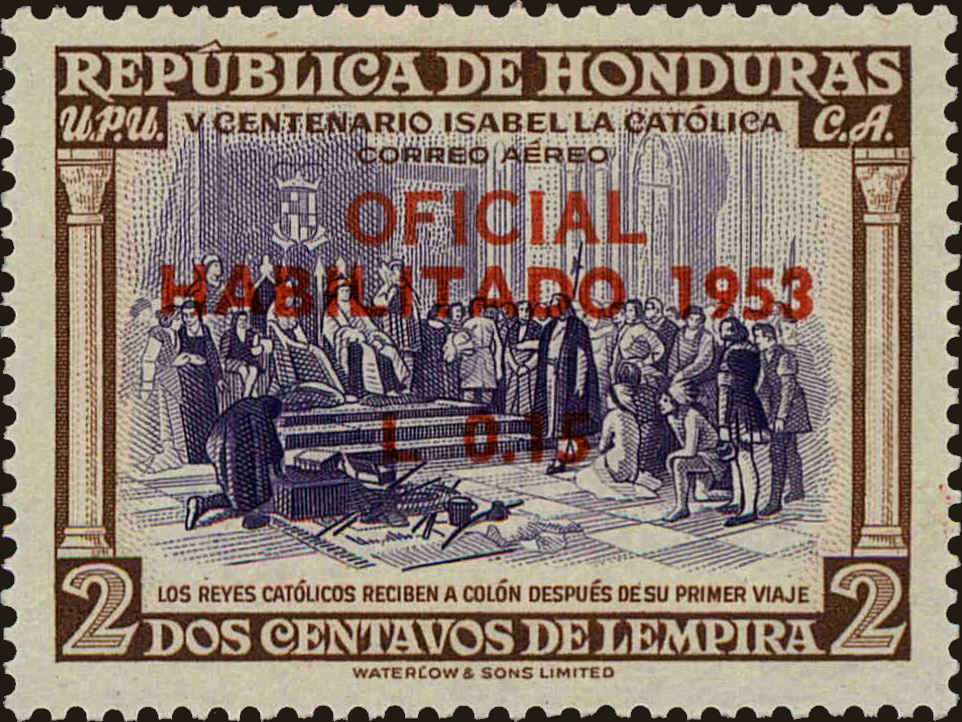 Front view of Honduras C211 collectors stamp
