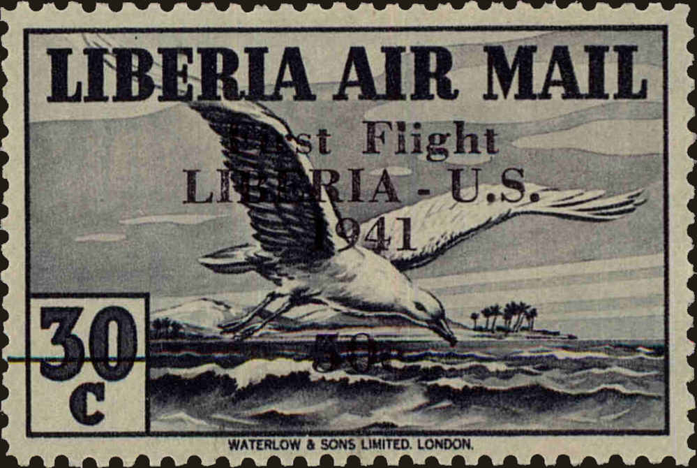 Front view of Liberia C24 collectors stamp