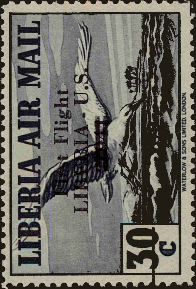 Front view of Liberia C34 collectors stamp