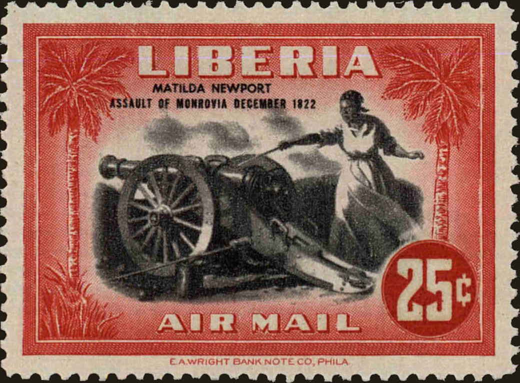 Front view of Liberia C57 collectors stamp