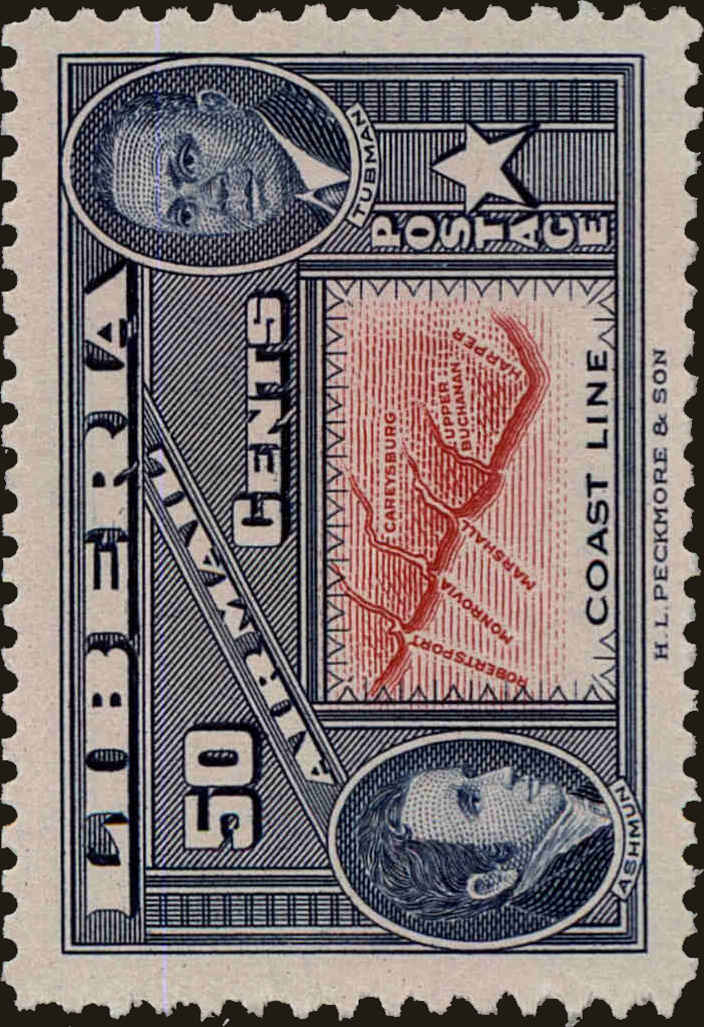 Front view of Liberia C69 collectors stamp