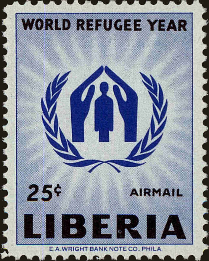 Front view of Liberia C124 collectors stamp