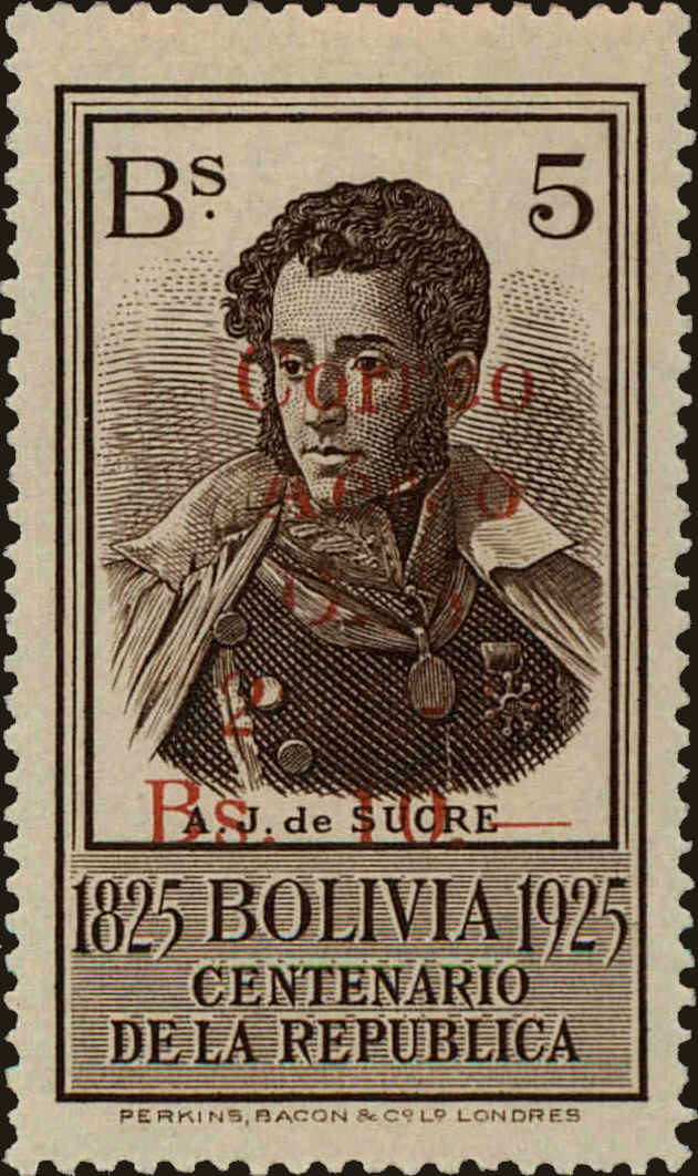 Front view of Bolivia C62 collectors stamp