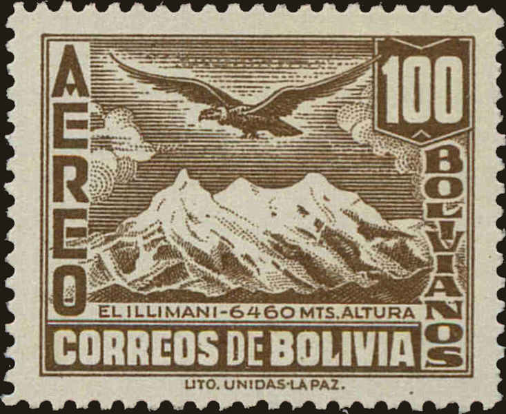 Front view of Bolivia C85 collectors stamp
