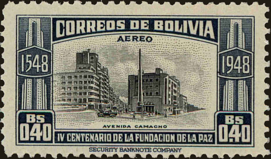 Front view of Bolivia C142 collectors stamp