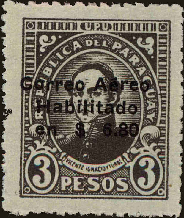 Front view of Paraguay C17 collectors stamp