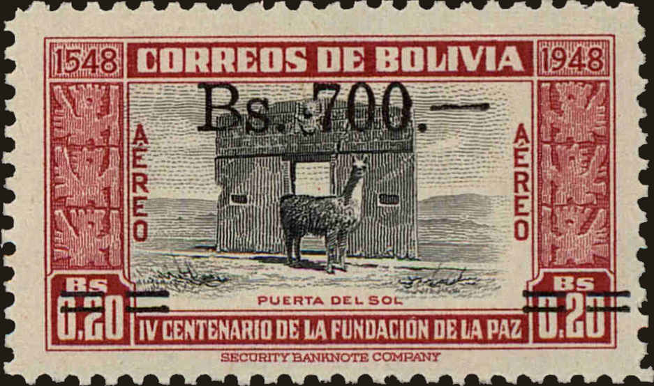 Front view of Bolivia C191 collectors stamp