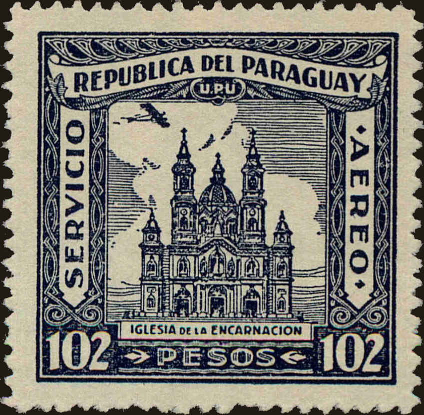 Front view of Paraguay C103A collectors stamp