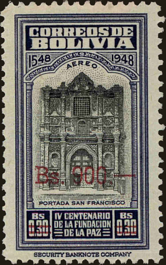 Front view of Bolivia C193 collectors stamp