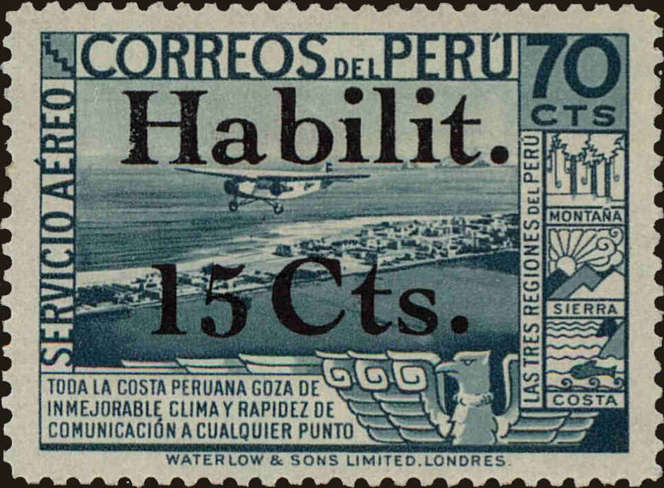 Front view of Peru C42 collectors stamp