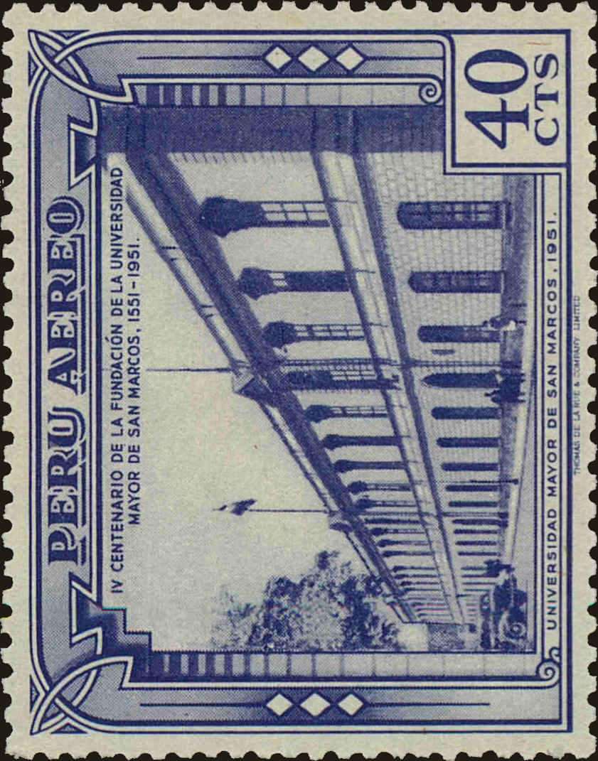 Front view of Peru C110 collectors stamp