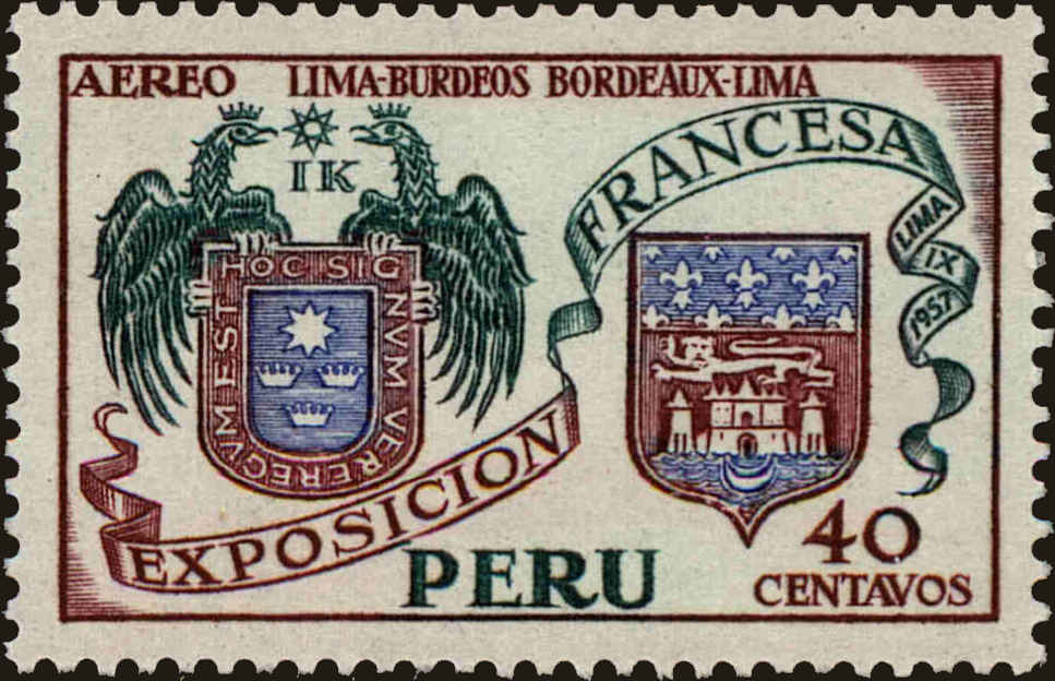 Front view of Peru C127 collectors stamp