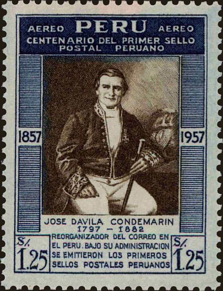 Front view of Peru C137 collectors stamp