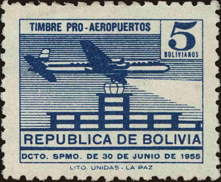 Front view of Bolivia RA23 collectors stamp