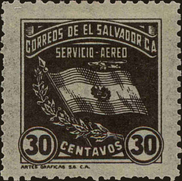 Front view of Salvador, El C46 collectors stamp