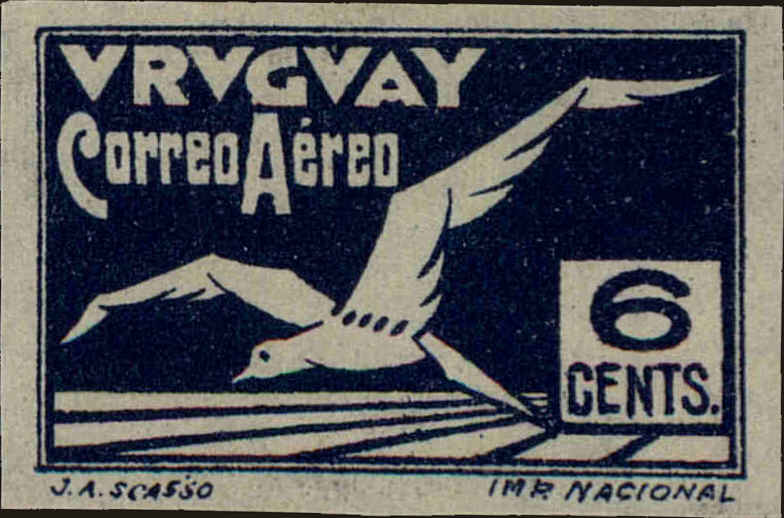 Front view of Uruguay C10 collectors stamp