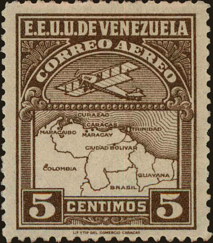 Front view of Venezuela C1 collectors stamp
