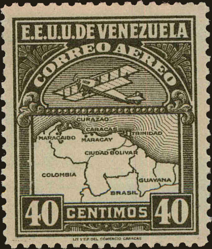 Front view of Venezuela C5 collectors stamp