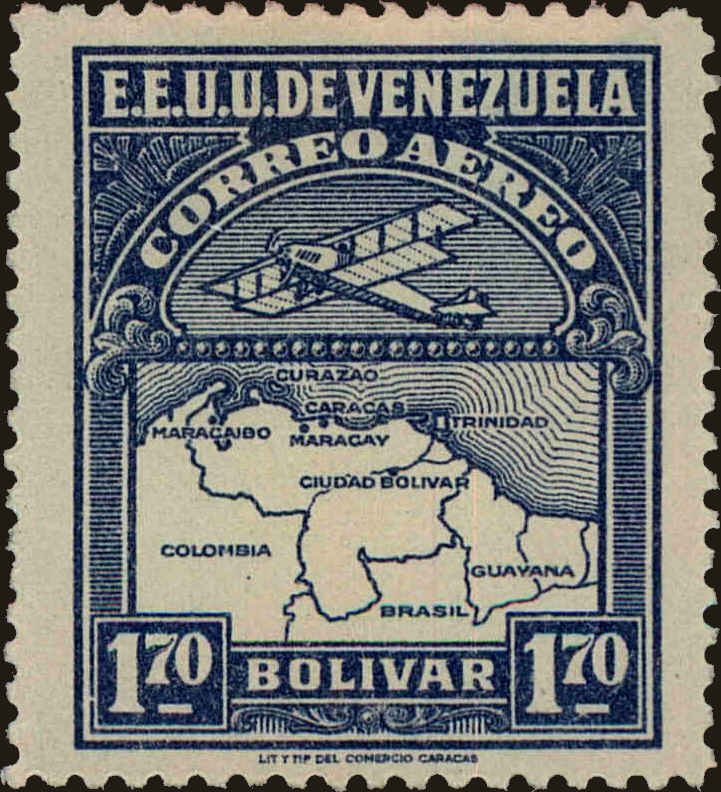 Front view of Venezuela C9 collectors stamp