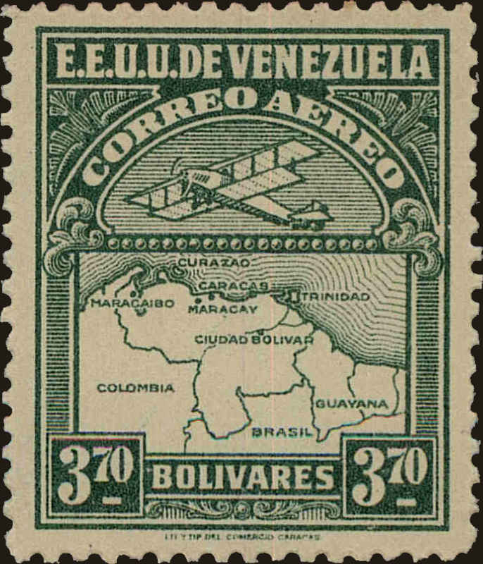 Front view of Venezuela C14 collectors stamp