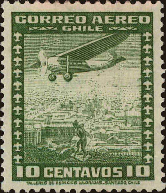 Front view of Chile C30 collectors stamp