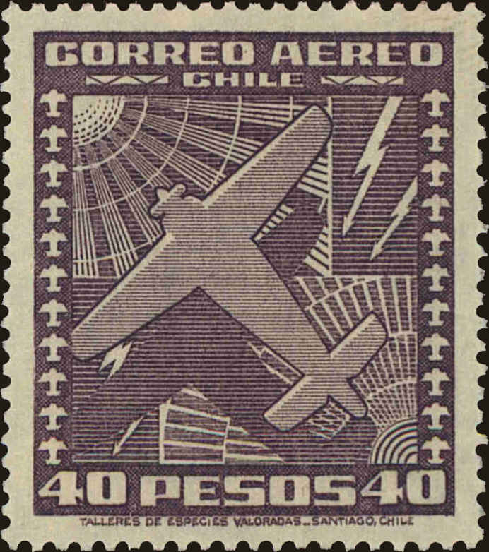 Front view of Chile C49 collectors stamp