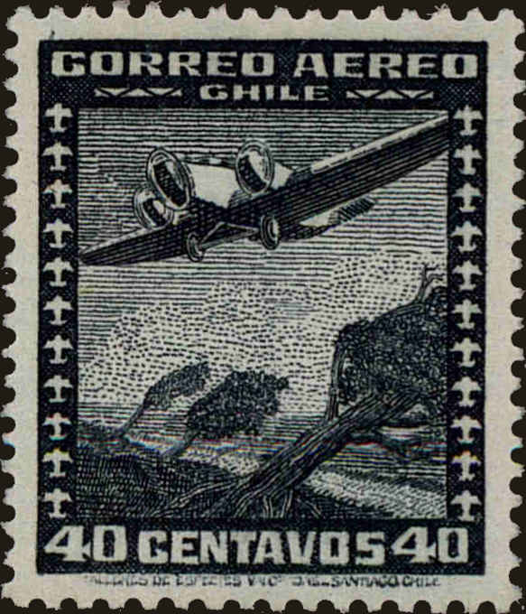 Front view of Chile C94 collectors stamp